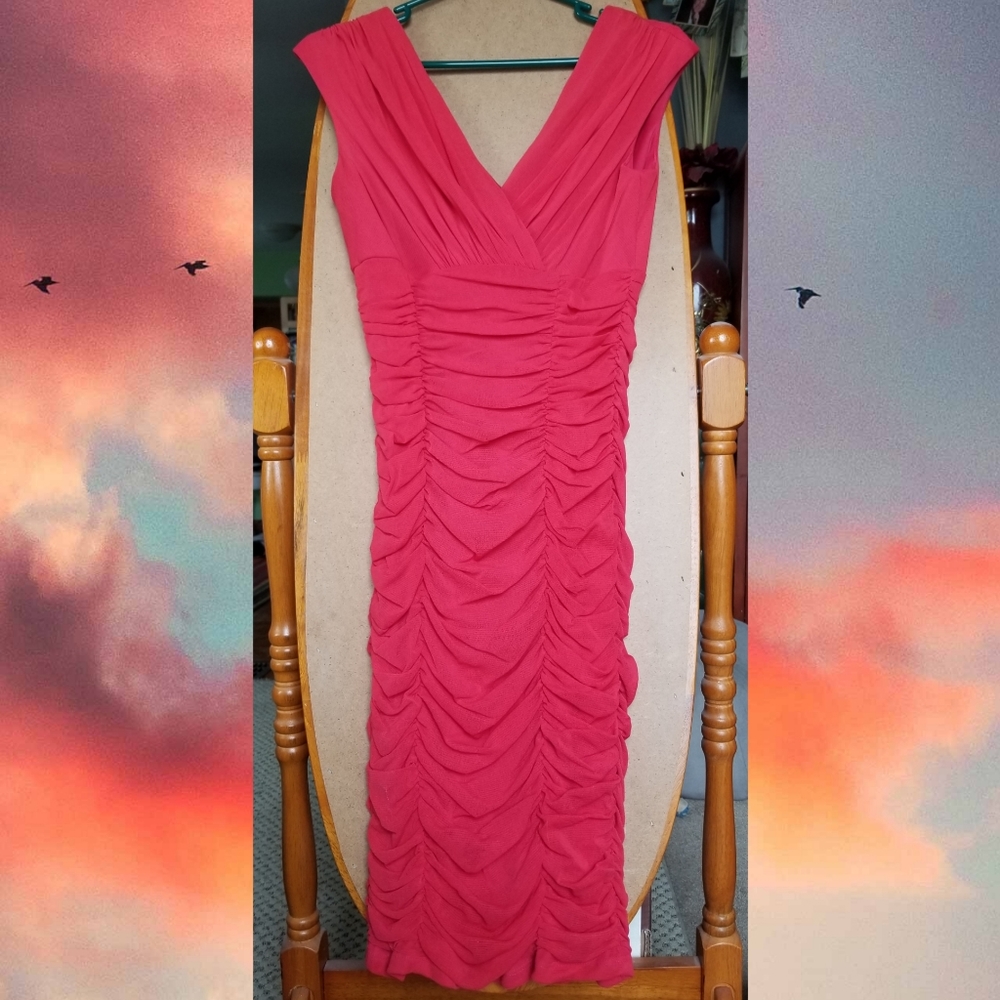 Red Rouged formal midi dress